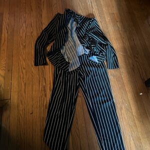 SHEIN Black and White Striped Jumpsuit